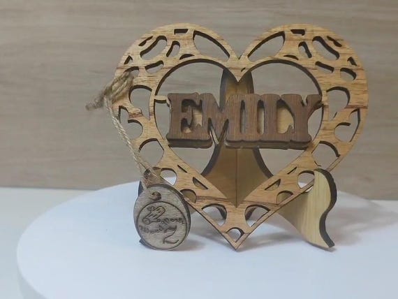 Custom made personalised real solid wood name plate table stand plaque laser cut carved logo sign office wedding birthday gift present