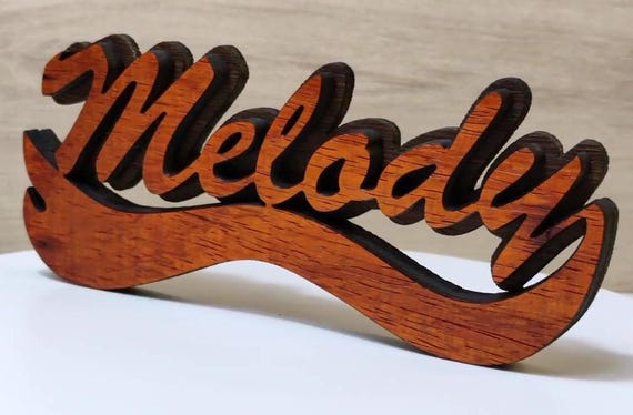 solid wood personalized desk name letter word sign symbol logo stand plaque personalised gift present home office wedding party laser cut