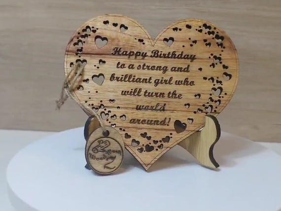 Custom made personalised real hard solid wood laser engraving plaque card wedding invitation valentine anniversary Christmas gift present