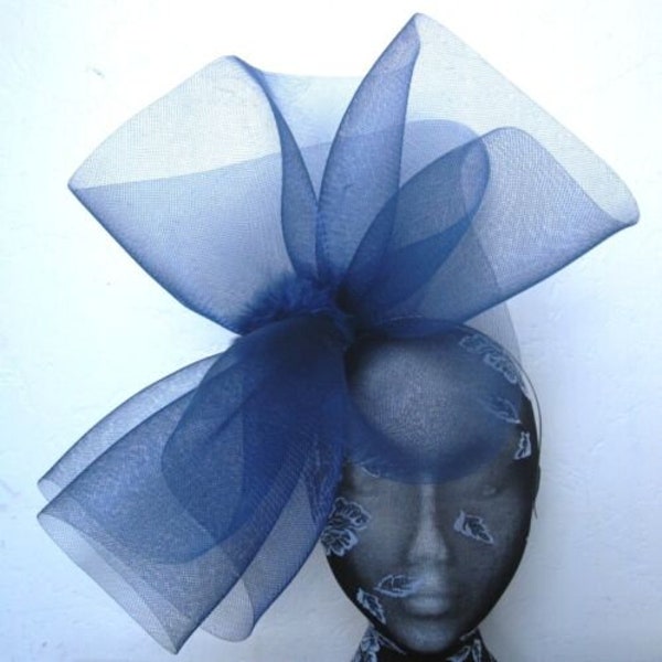 navy blue crin fascinator millinery burlesque headband wedding hat hair piece