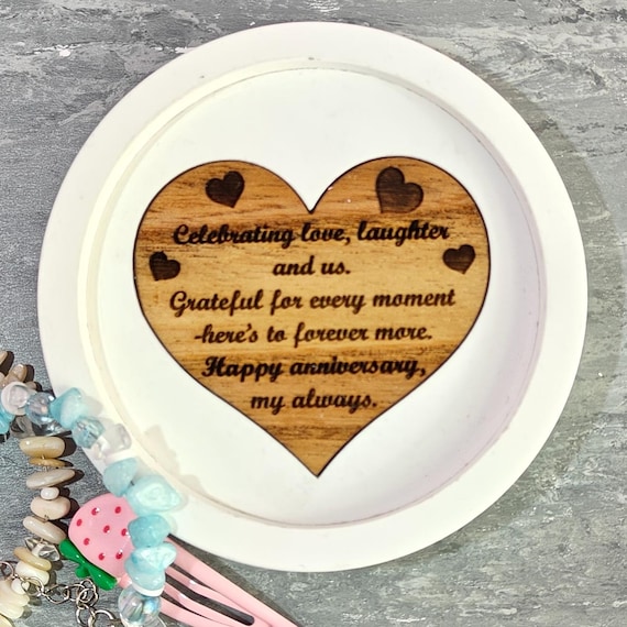 Custom hand made personalised bespoke real hard solid wood laser cut engraving plaster gypsum casting jewellery ring trinket key tray dish