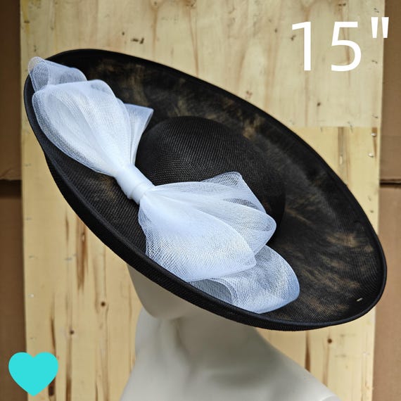 black white fascinator millinery burlesque hatinator wedding hat headband party race derby ascot cosplay handmade wide brim big large