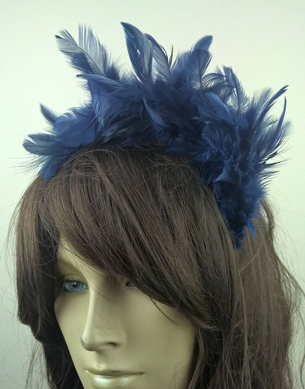 ivory feather fascinator millinery burlesque headband wedding hat race ascot 