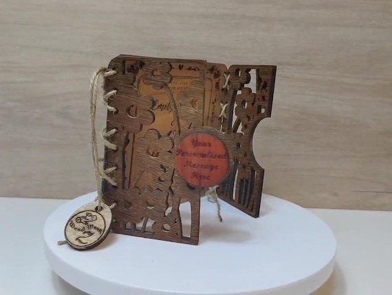 Custom made personalised real wood plaque card laser cut carved engraved wedding invitation birthday anniversary Christmas Mother’s Day