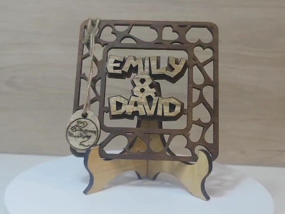 Custom made personalised real solid wood name plate table stand plaque laser cut carved logo sign office wedding birthday gift present