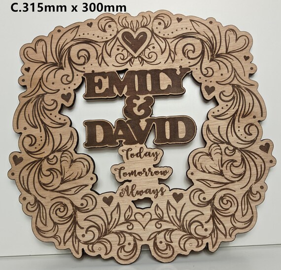 custom made personalised bespoke laser cut engraved wood picture photo name word wall door plaque letter number sign logo design wedding