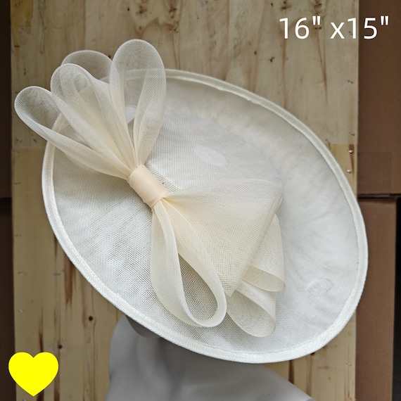 ivory fascinator millinery burlesque hatinator wedding hat headband party race derby ascot cosplay handmade wide brim big large