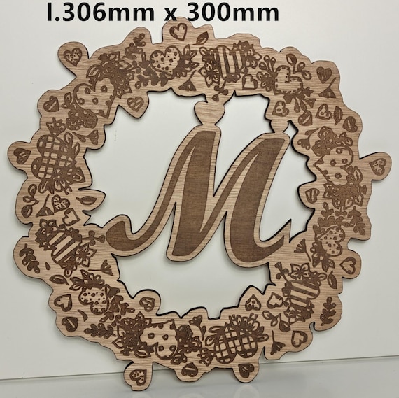 custom made personalised bespoke laser cut engraved wood picture photo name word wall door plaque letter number sign logo design wedding