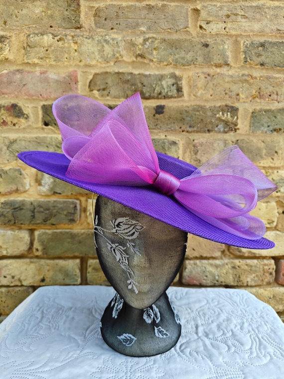 purple large fascinator millinery burlesque wedding hat headband party race cosplay handmade Kentucky Derby Royal Ascot