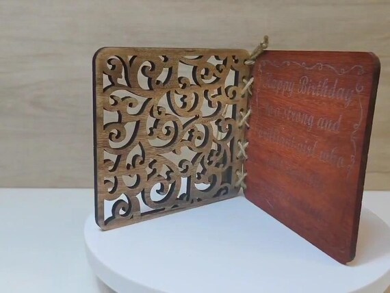 Custom made personalised real wood plaque card laser cut carved engraved wedding invitation birthday anniversary Christmas Mother’s Day