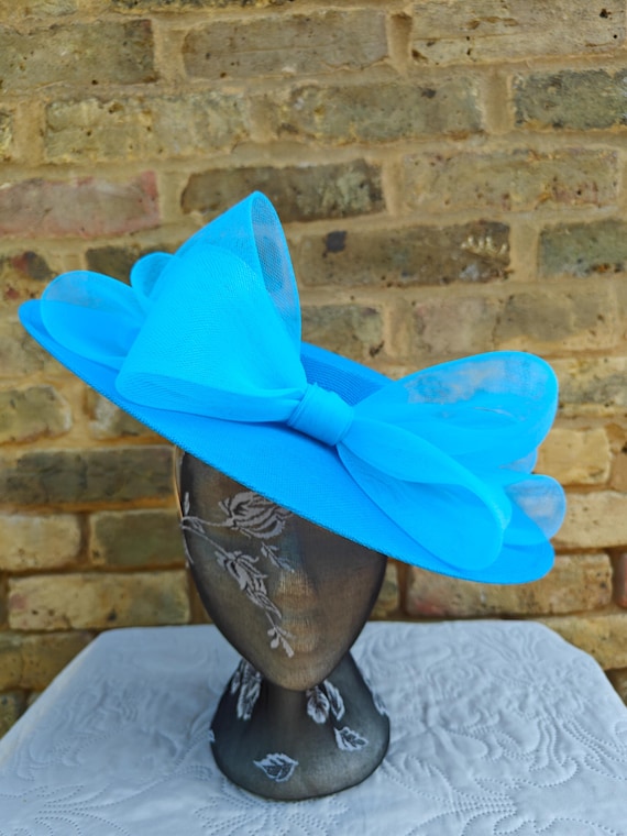 turquoise large fascinator millinery burlesque wedding hat headband party race cosplay handmade Kentucky Derby Royal Ascot