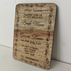 Maßgeschneiderte personalisierte echte harte massive Kampferholz Laser Gravur Plakette Karte Hochzeitseinladung Valentinstag Jahrestag Weihnachtsgeschenk