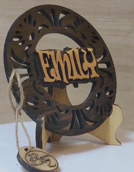 Custom made personalised real wood name stand plaque card laser cut carved wedding invitation birthday anniversary Christmas Mother’s Day