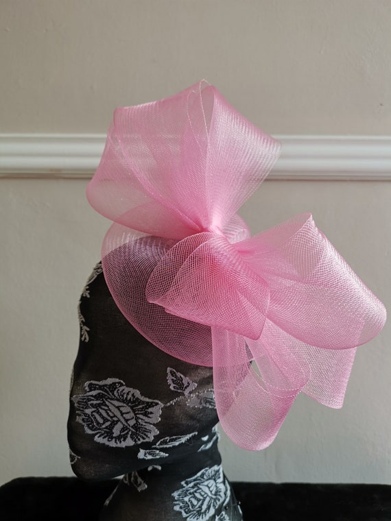 baby pale light pink crin fascinator millinery burlesque headband wedding hat hair piece