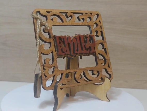 Custom made personalised real solid wood name plate table stand plaque laser cut carved logo sign office wedding birthday gift present