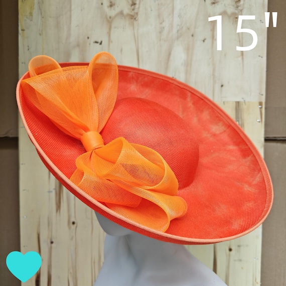orange fascinator millinery burlesque hatinator wedding hat headband party race derby ascot cosplay handmade wide brim big large
