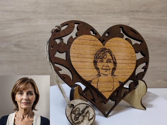 Custom made personalised real wood photo picture sign logo plaque card laser carved engraved wedding birthday anniversary valentine wedding