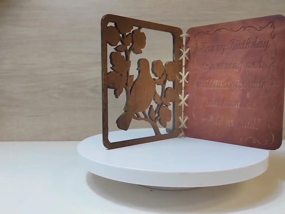 Custom made personalised real wood plaque card laser cut carved engraved wedding invitation birthday anniversary Christmas Mother’s Day