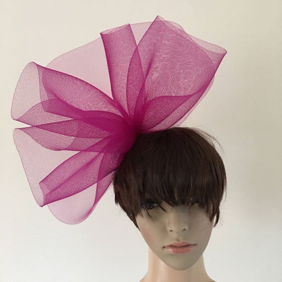 dark deep pink plum purple feather fascinator millinery burlesque headband wedding hat hair piece