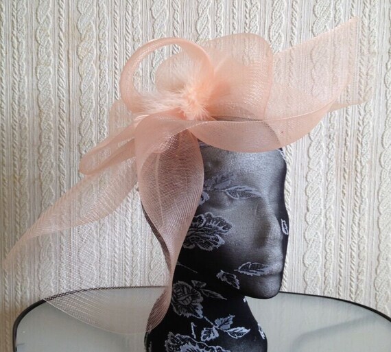 nude peach coral salmon colour headband fascinator millinery hat wedding ascot hair piece race