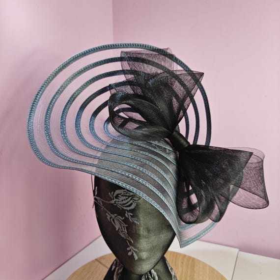 grey black large fascinator millinery burlesque wedding hat headband party race cosplay handmade Kentucky Derby Royal Ascot