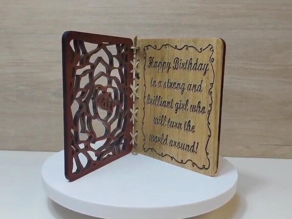 Custom made personalised real hard solid wood laser engraving plaque card wedding invitation valentine anniversary Christmas gift present