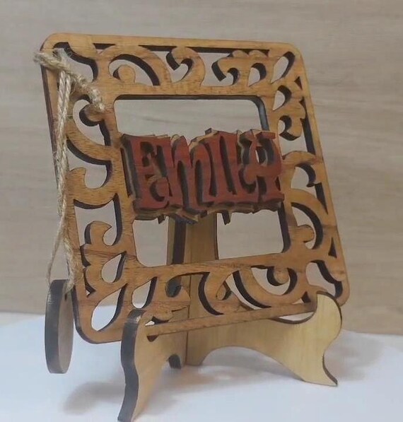 Custom made personalised real wood name stand plaque card laser cut carved wedding invitation birthday anniversary Christmas Mother’s Day