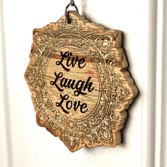 personalised custom made bespoke solid hard wood key chain keyring fridge magnet Victorian vintage style pattern laser cut engraved design