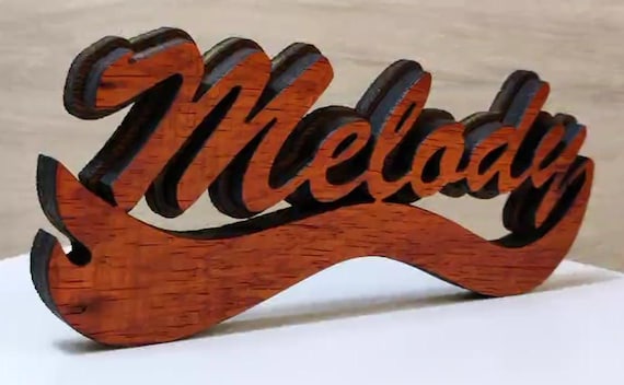 solid wood personalized desk name letter word sign symbol logo stand plaque personalised gift present home office wedding party laser cut