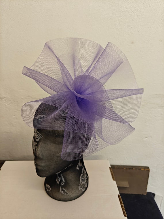 lilac light purple crin fascinator millinery burlesque headband wedding hat hair piece