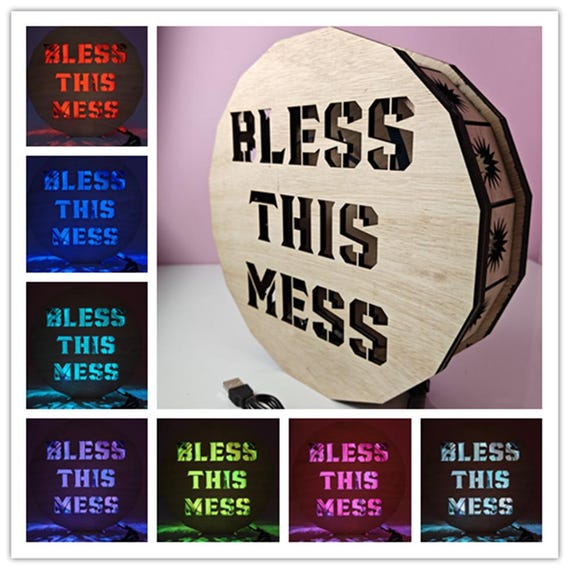 236mm personalised custom made bespoke LED night light box name letter number wall door USB multi colour mode speed flash dim laser cut wood