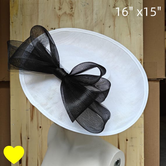 white black fascinator millinery burlesque hatinator wedding hat headband party race derby ascot cosplay handmade wide brim big large