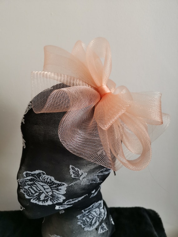 nude peach coral salmon colour headband fascinator millinery hat wedding ascot hair piece race
