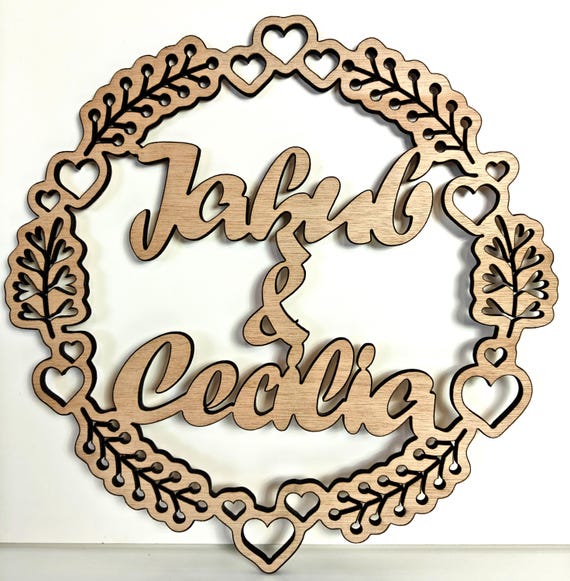 custom made personalised bespoke laser cut plywood wood name word wall door plaque letter number sign logo design service wedding party