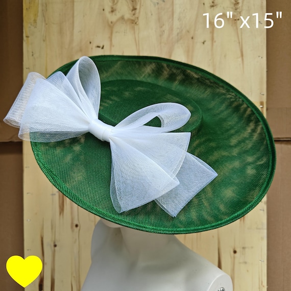 green white fascinator millinery burlesque hatinator wedding hat headband party race derby ascot cosplay handmade wide brim big large