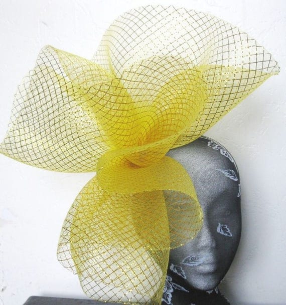 gold feather fascinator millinery burlesque headband wedding hat hair piece