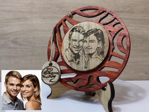 Custom made personalised real wood photo picture sign logo plaque card laser cut carved engraved wedding birthday anniversary Mother’s Day