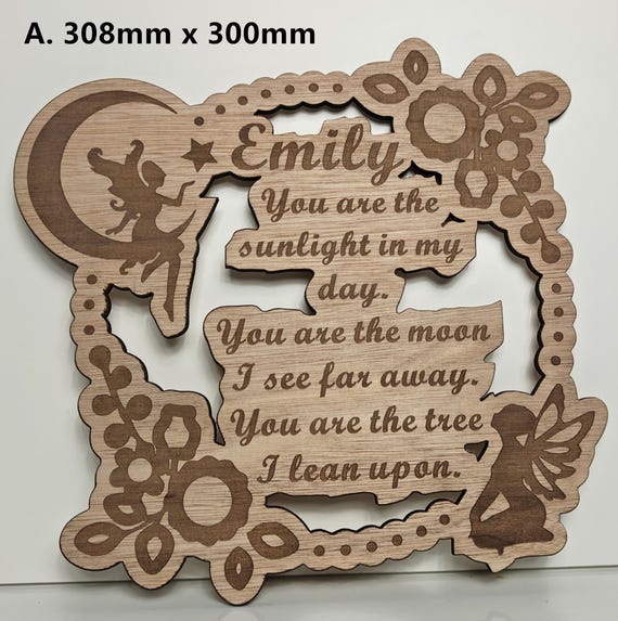 custom made personalised bespoke laser cut engraved wood picture photo name word wall door plaque letter number sign logo design wedding