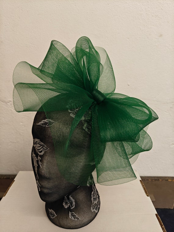 green crin fascinator millinery burlesque headband wedding hat hair piece