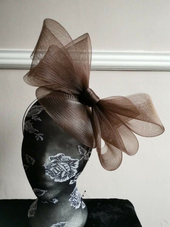chocolate brown  crin fascinator millinery burlesque headband wedding hat hair piece