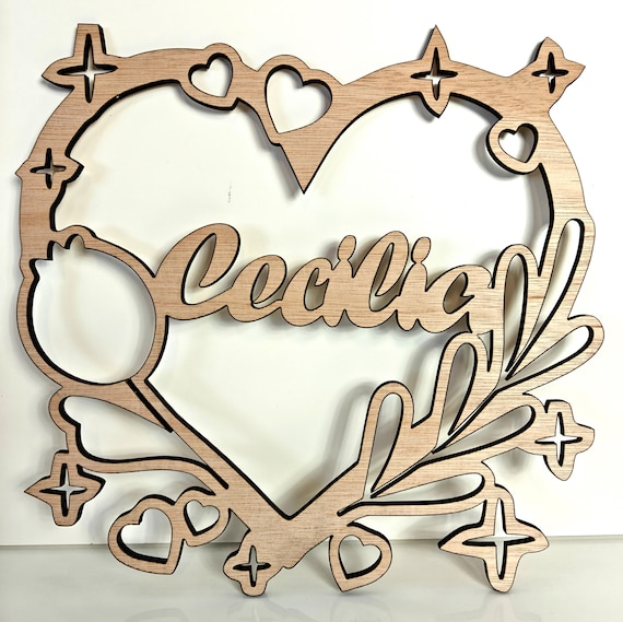 custom made personalised bespoke laser cut plywood wood name word wall door plaque letter number sign logo design service wedding party