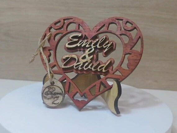 Custom made personalised real wood name stand plaque card laser cut carved wedding invitation birthday anniversary Christmas Mother’s Day