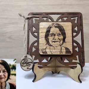 Letrero con foto y logotipo personalizado de madera real hecho a medida, placa, tarjeta, grabado con láser, boda, cumpleaños, aniversario, San Valentín, boda
