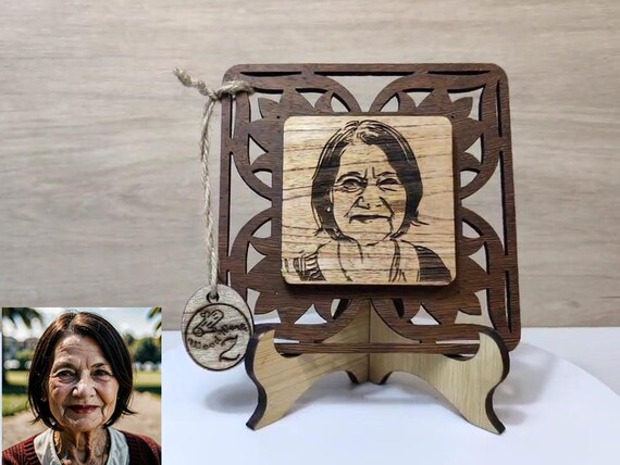 Custom made personalised real wood photo picture sign logo plaque card laser carved engraved wedding birthday anniversary valentine wedding