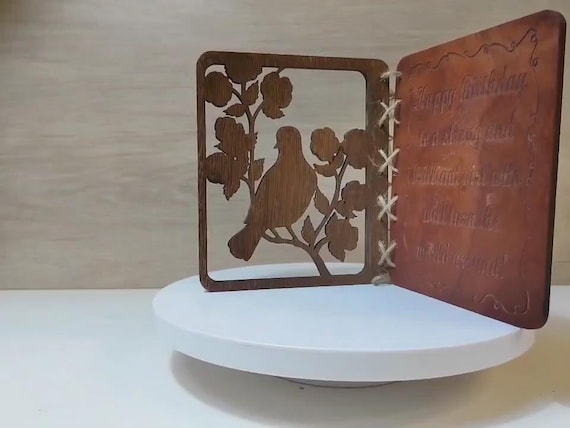 Custom made personalised real hard solid wood laser engraving plaque card wedding invitation valentine anniversary Christmas gift present