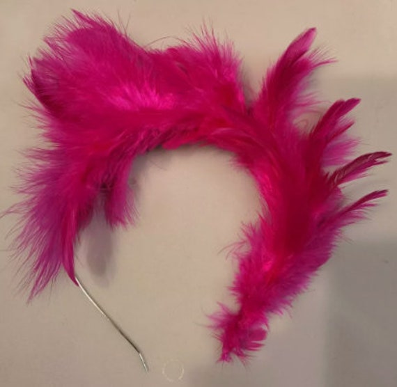 pink feather headband fascinator millinery burlesque hair clip hen party bridal ascot race fancy dress british