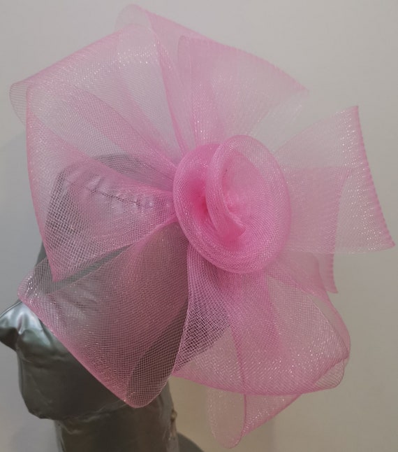 baby pink feather fascinator millinery burlesque headband wedding hat hair piece