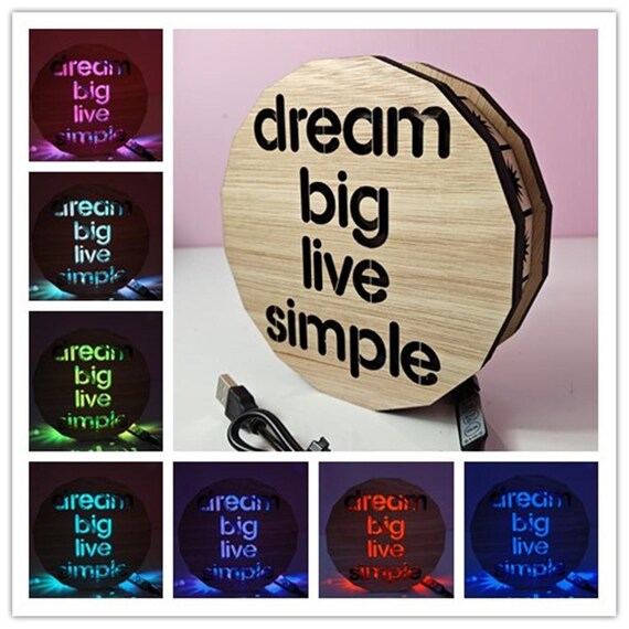 158mm personalised custom made bespoke LED night light box name letter number wall door USB multi colour mode speed flash dim laser cut wood