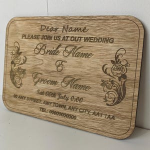 Op maat gemaakte gepersonaliseerde kaart met houten plaat lasergesneden gesneden gegraveerde huwelijksuitnodiging verjaardag verjaardag Kerstmis Moederdag