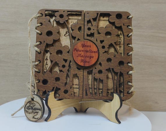 Custom made personalised real wood plaque card laser cut carved engraved wedding invitation birthday anniversary Christmas Mother’s Day